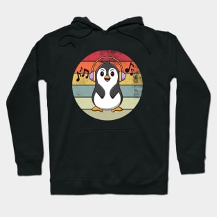 Retro Penguin Listening To Music Hoodie